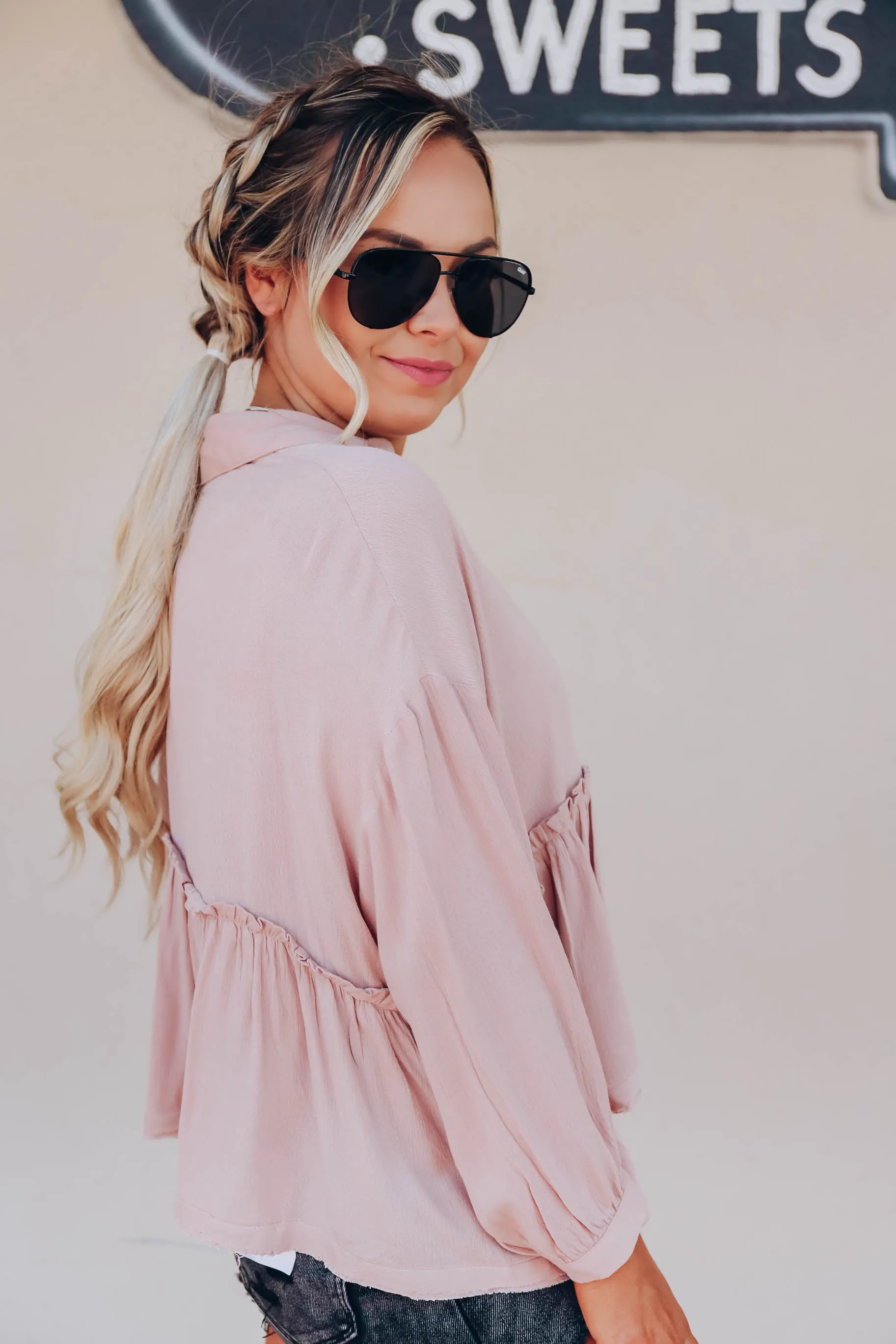 Amalfi Coast Peplum Blouse - Mauve