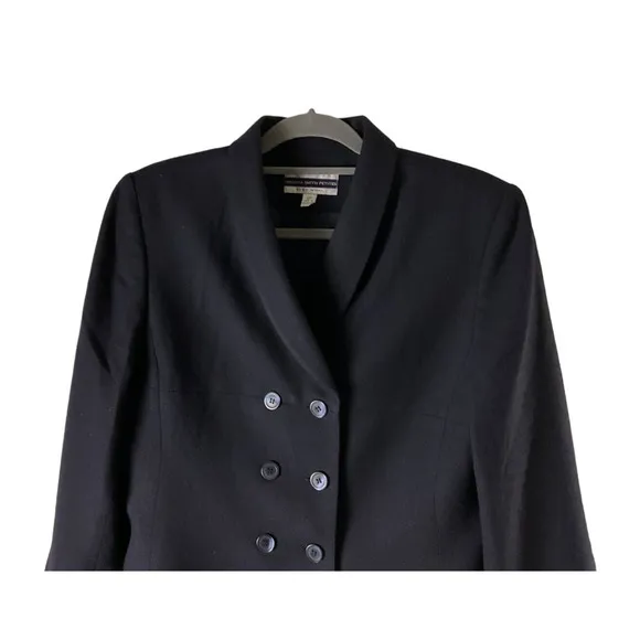 Amanda Smith Navy Blue Wool Double-Breasted Blazer 100% Pure New Wool Size 12P