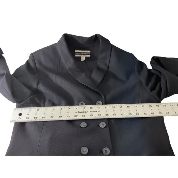 Amanda Smith Navy Blue Wool Double-Breasted Blazer 100% Pure New Wool Size 12P