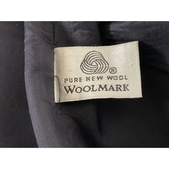 Amanda Smith Navy Blue Wool Double-Breasted Blazer 100% Pure New Wool Size 12P