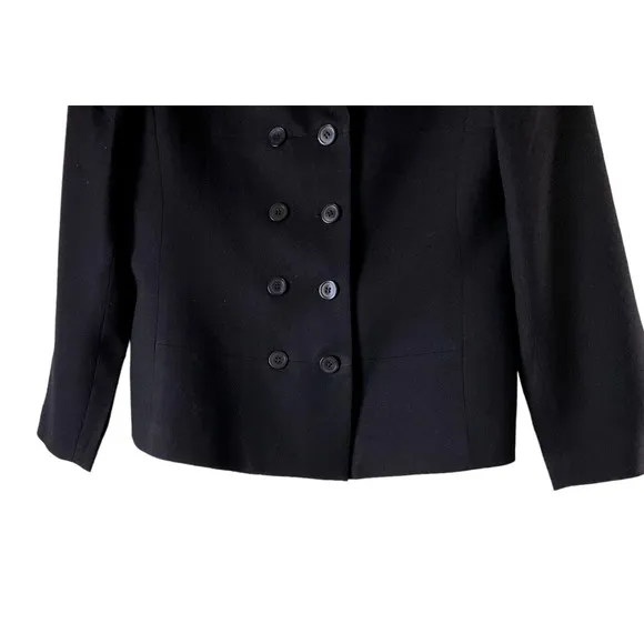 Amanda Smith Navy Blue Wool Double-Breasted Blazer 100% Pure New Wool Size 12P