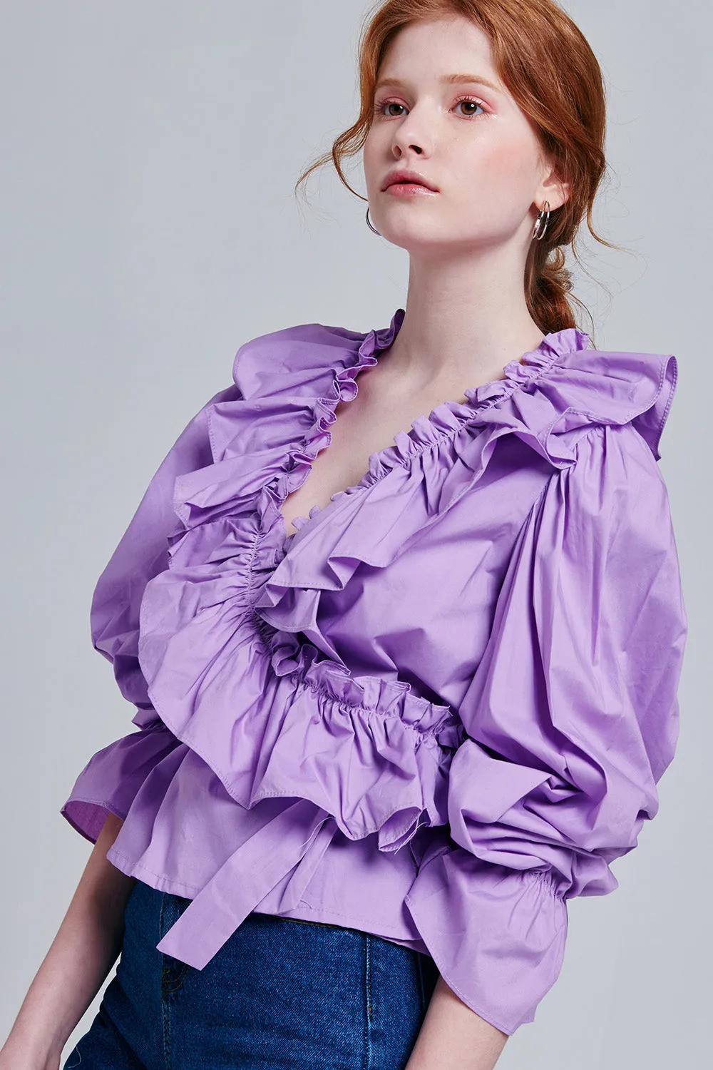 Amara Ruffle V-Neck Blouse