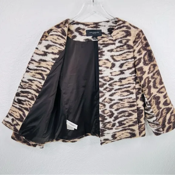 Ann Taylor Leopard Print Virgin Wool Blend Blazer Jacket
