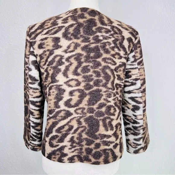 Ann Taylor Leopard Print Virgin Wool Blend Blazer Jacket