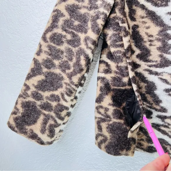 Ann Taylor Leopard Print Virgin Wool Blend Blazer Jacket
