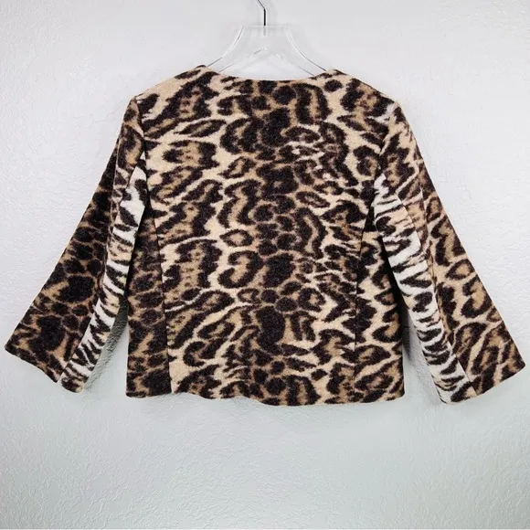 Ann Taylor Leopard Print Virgin Wool Blend Blazer Jacket