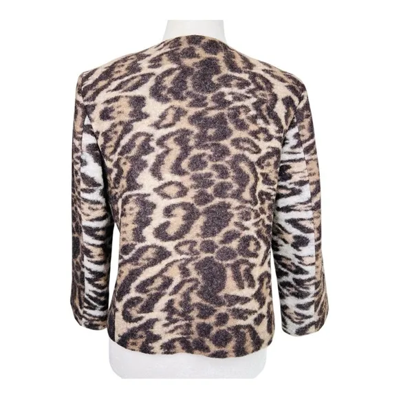 Ann Taylor Leopard Print Virgin Wool Blend Blazer Jacket