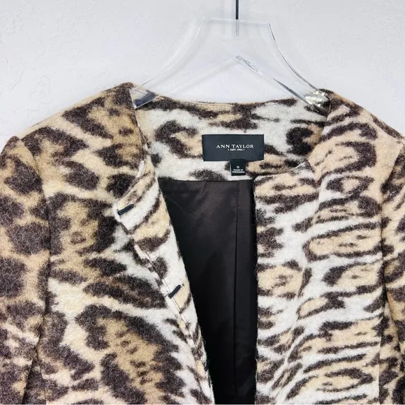 Ann Taylor Leopard Print Virgin Wool Blend Blazer Jacket