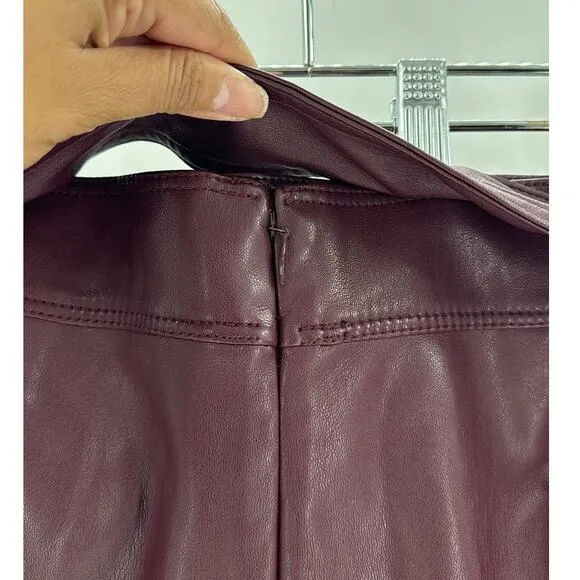 Ann Taylor Seamed Faux Leather Tie Waist Midi Skirt office school size 14