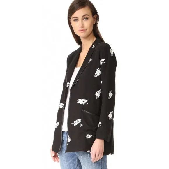 Anthropologie CAPULET Leaf Print Belted Lightweight Blazer, XS NWT