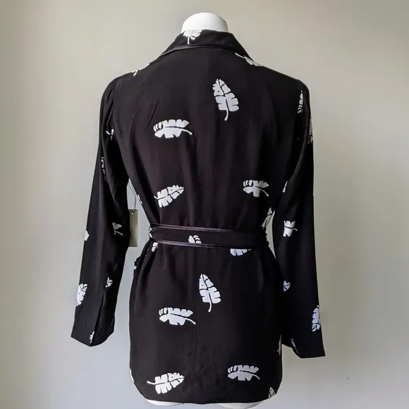 Anthropologie CAPULET Leaf Print Belted Lightweight Blazer, XS NWT