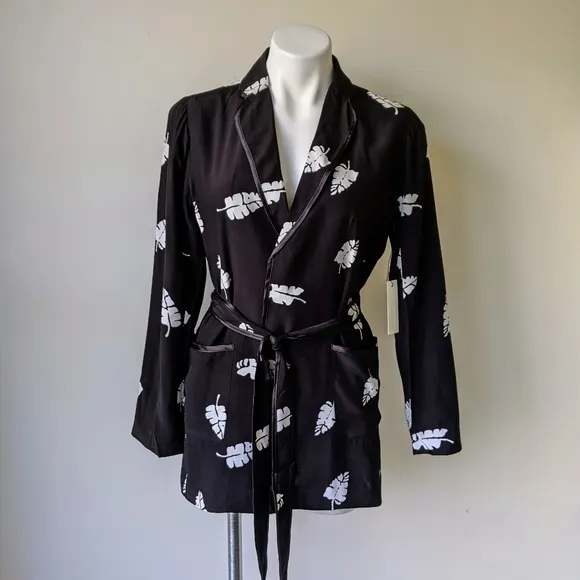 Anthropologie CAPULET Leaf Print Belted Lightweight Blazer, XS NWT