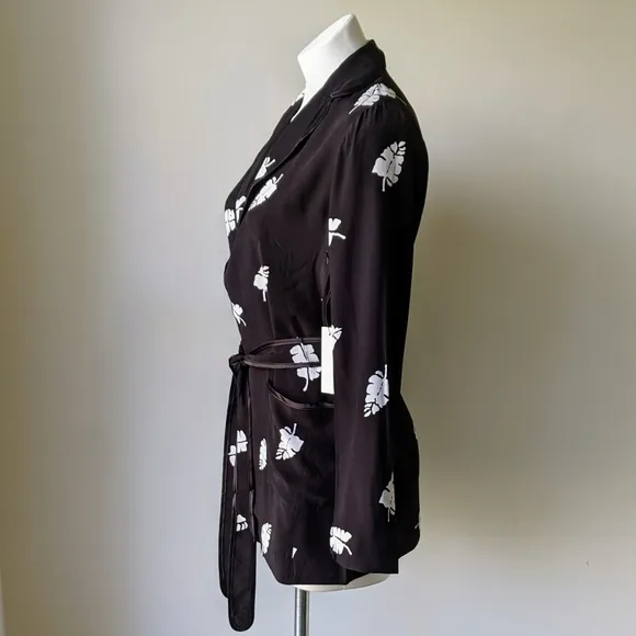 Anthropologie CAPULET Leaf Print Belted Lightweight Blazer, XS NWT