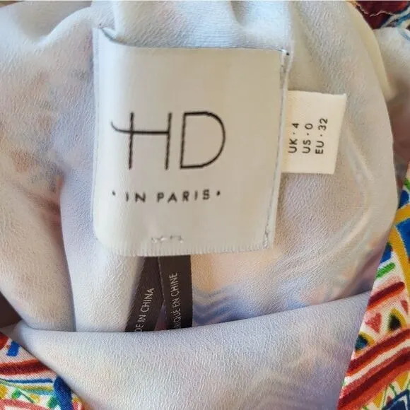 Anthropologie HD In Paris Olympia Graphic Silk High Waist A-line Midi Skirt 0US