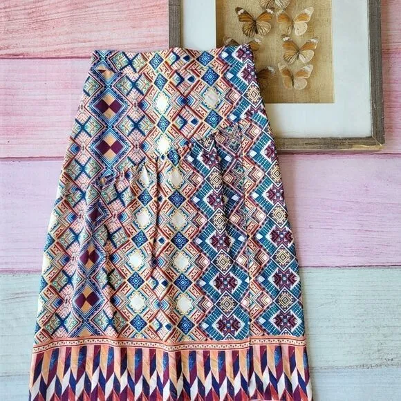 Anthropologie HD In Paris Olympia Graphic Silk High Waist A-line Midi Skirt 0US