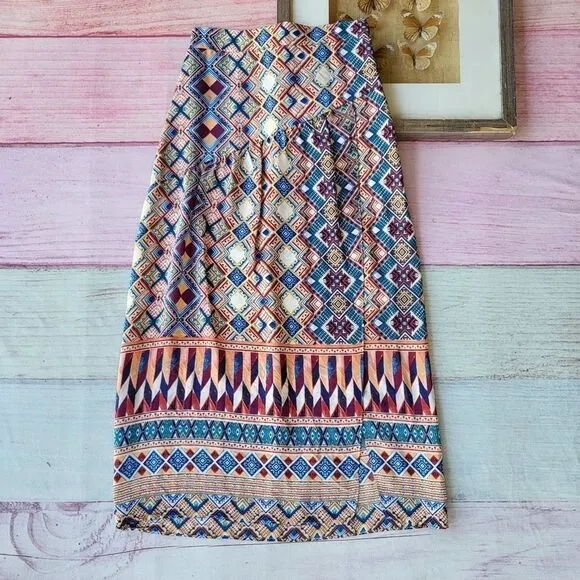 Anthropologie HD In Paris Olympia Graphic Silk High Waist A-line Midi Skirt 0US