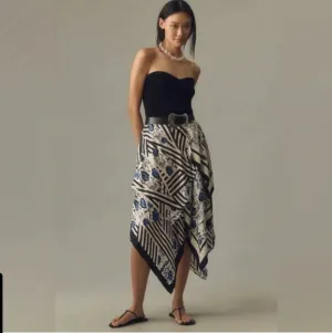 Anthropologie Maeve Women's Floral Silky Asymmetrical Midi Skirt Size S