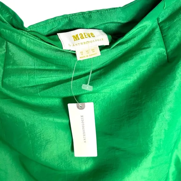 Anthropologie NEW! Maeve Asymmetrical Sateen Skirt $148 SIZE 10 Kelly Green