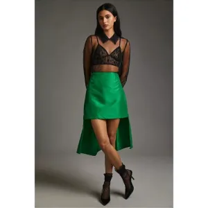 Anthropologie NEW! Maeve Asymmetrical Sateen Skirt $148 SIZE 10 Kelly Green