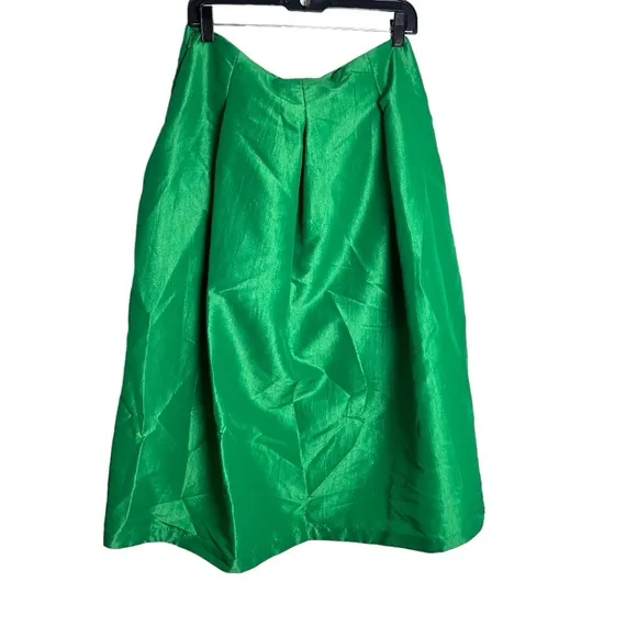 Anthropologie NEW! Maeve Asymmetrical Sateen Skirt $148 SIZE 10 Kelly Green