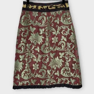 ANTHROPOLOGIE vintage Neesh by DAR jacquard print a line midi skirt size small