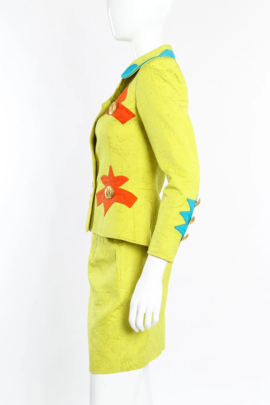 Appliqué Peplum Jacket & Skirt Set