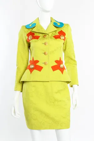 Appliqué Peplum Jacket & Skirt Set