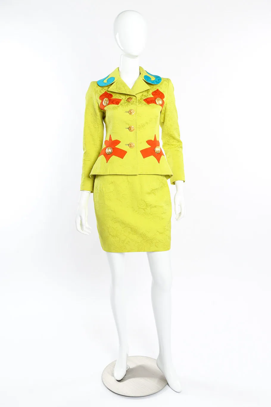 Appliqué Peplum Jacket & Skirt Set