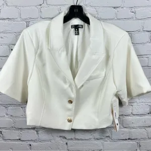 Aqua Cropped Fitted Short Sleeve Blazer Lined Gold Two Buttons Cream XL NWT