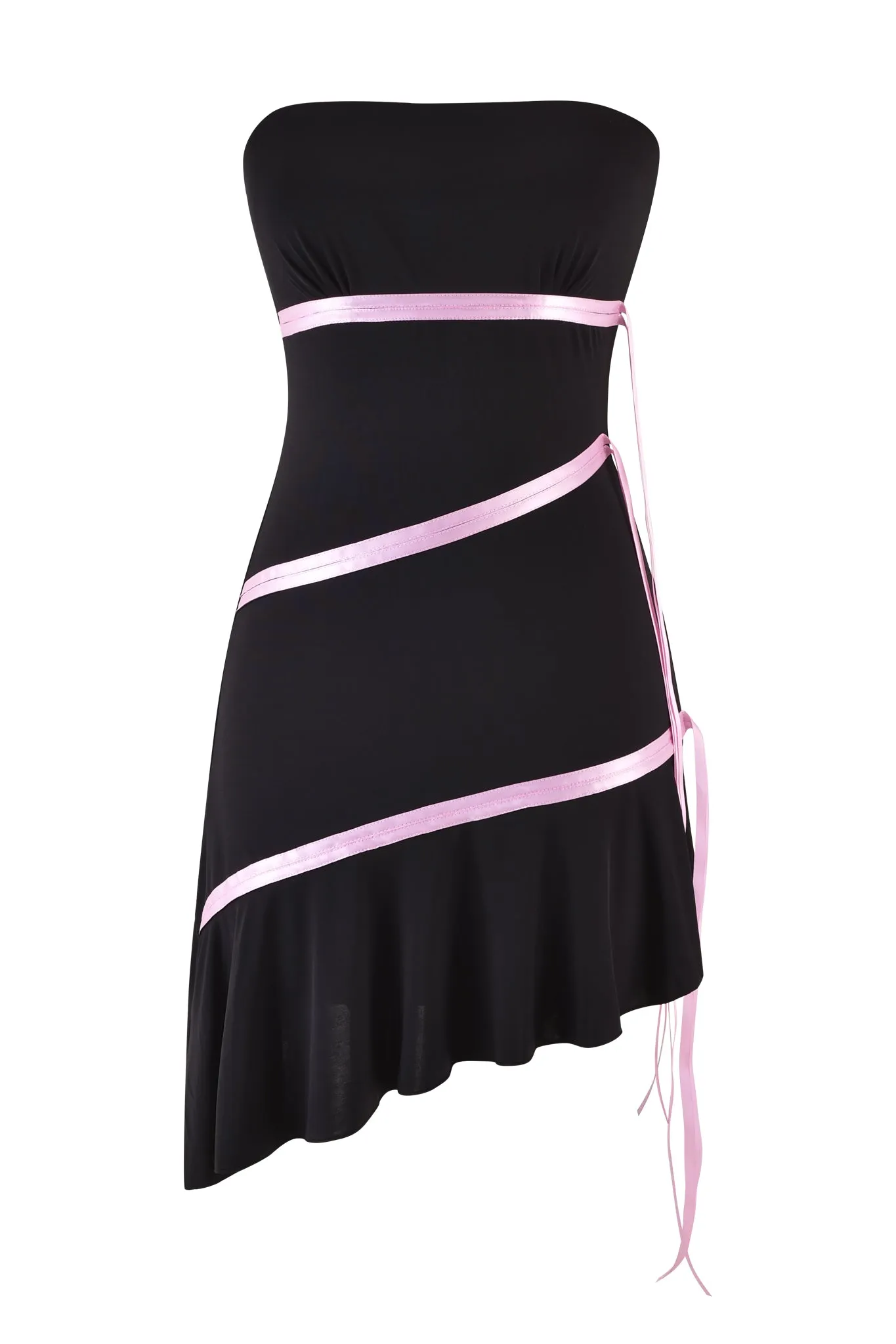 ARLY MINI DRESS - BLACK : PASTEL PINK