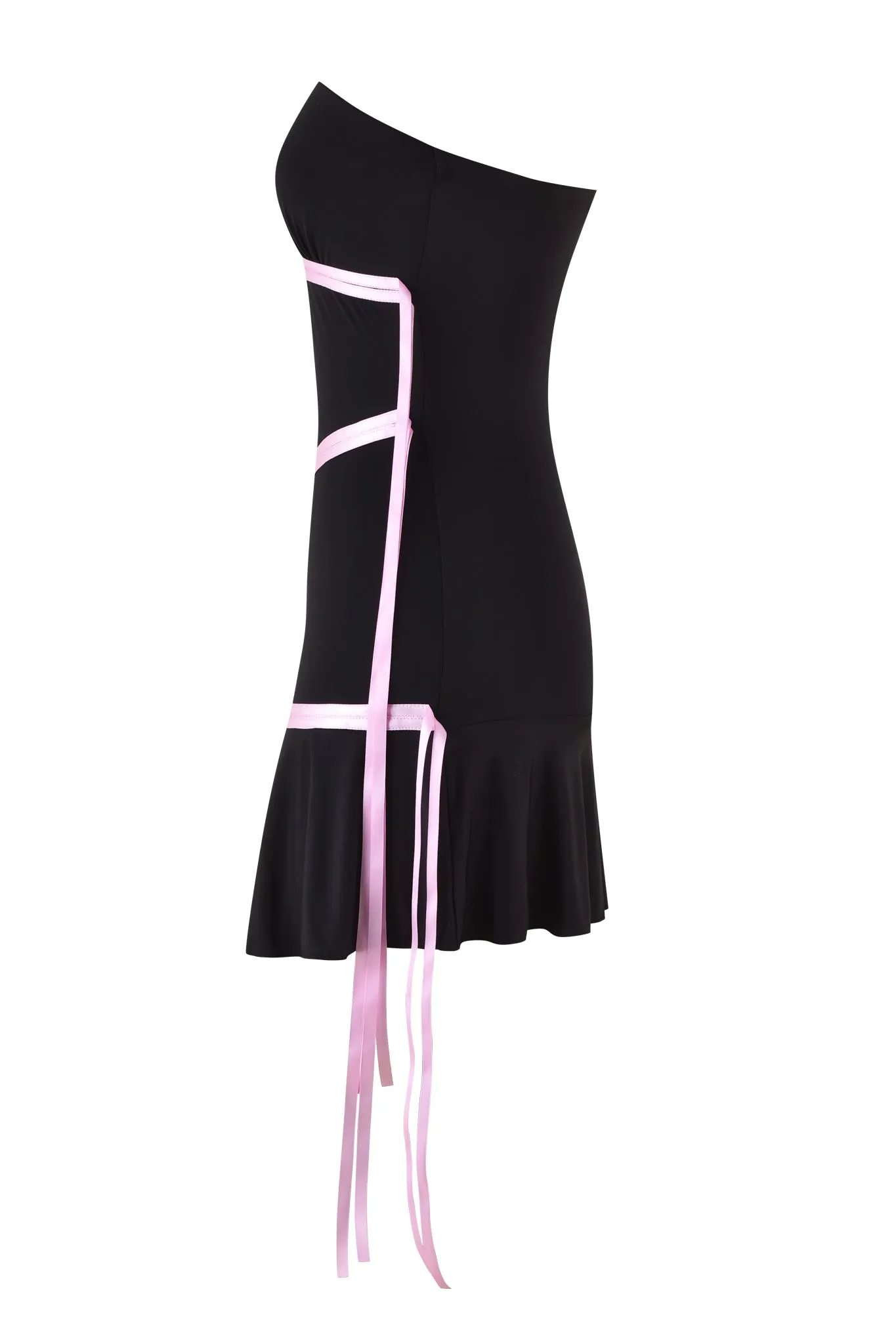 ARLY MINI DRESS - BLACK : PASTEL PINK