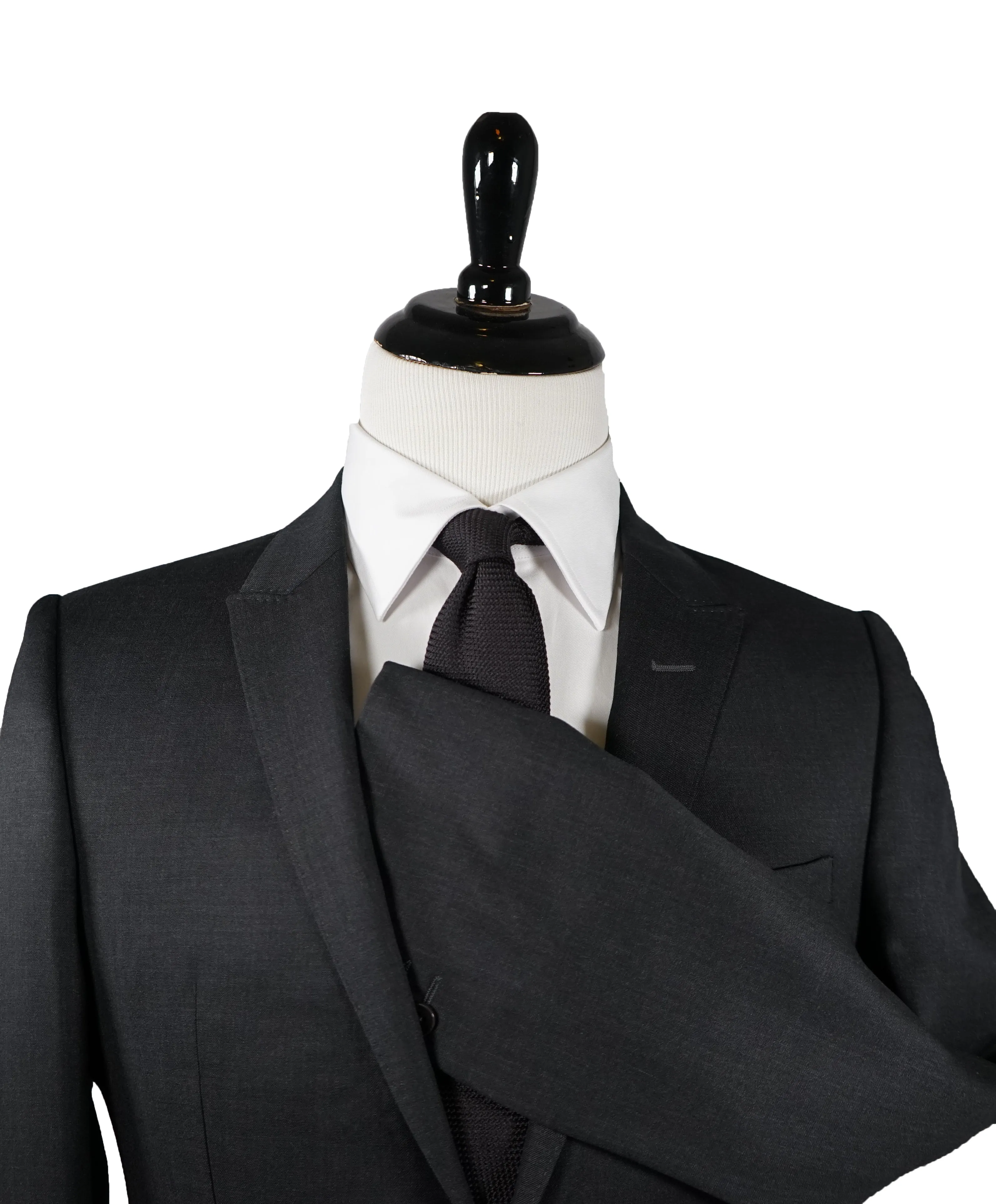 ARMANI COLLEZIONI - Peak Lapel 1-Button Slim Charcoal Blazer - 38R
