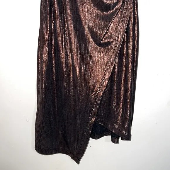 ASTR the Label Metallic Chocolate Brown Clarissa Dress