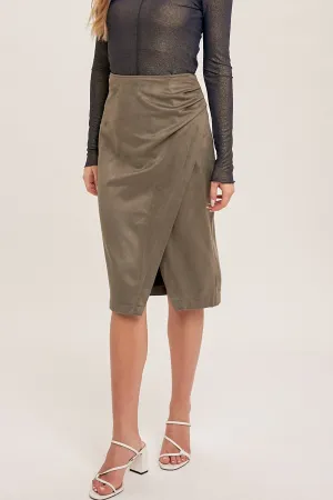 Asymmetrical Faux Wrap Midi Skirt