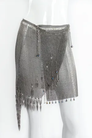 Asymmetrical Pewter Ring Mesh Wrap Skirt