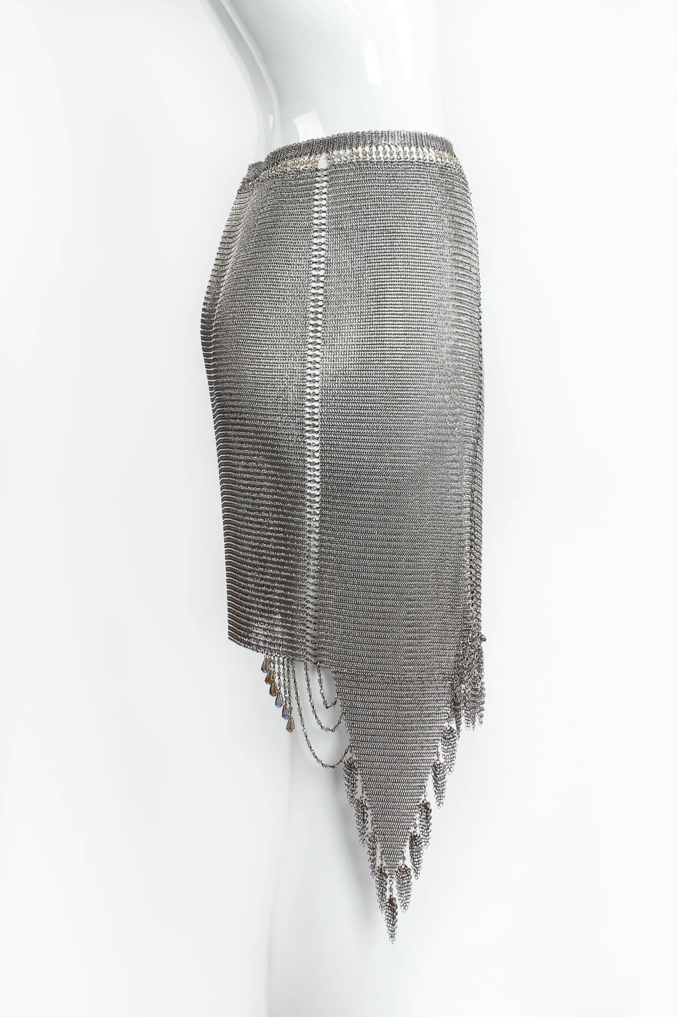 Asymmetrical Pewter Ring Mesh Wrap Skirt