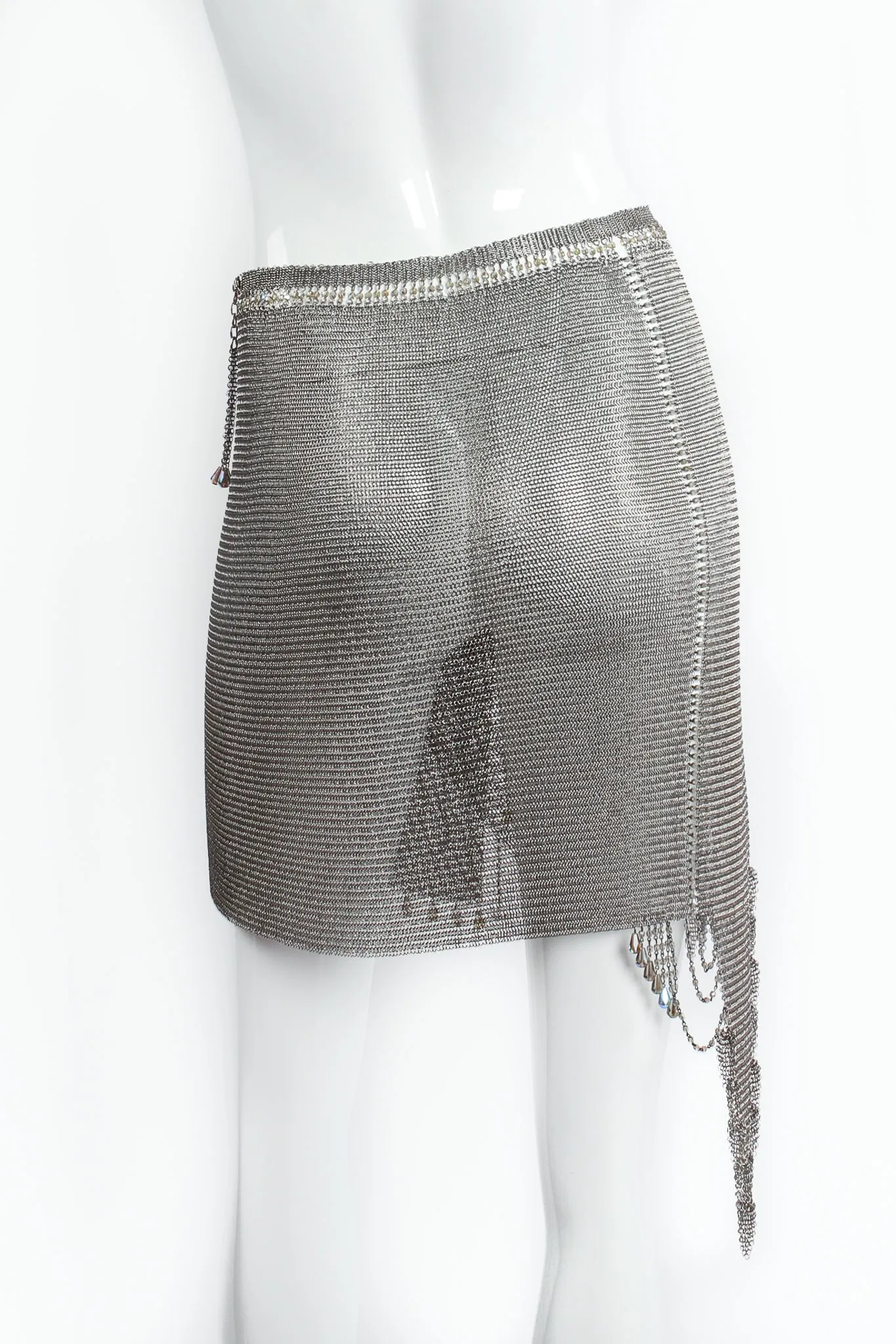 Asymmetrical Pewter Ring Mesh Wrap Skirt