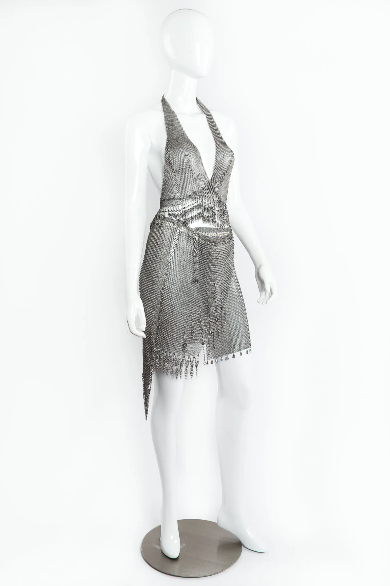 Asymmetrical Pewter Ring Mesh Wrap Skirt