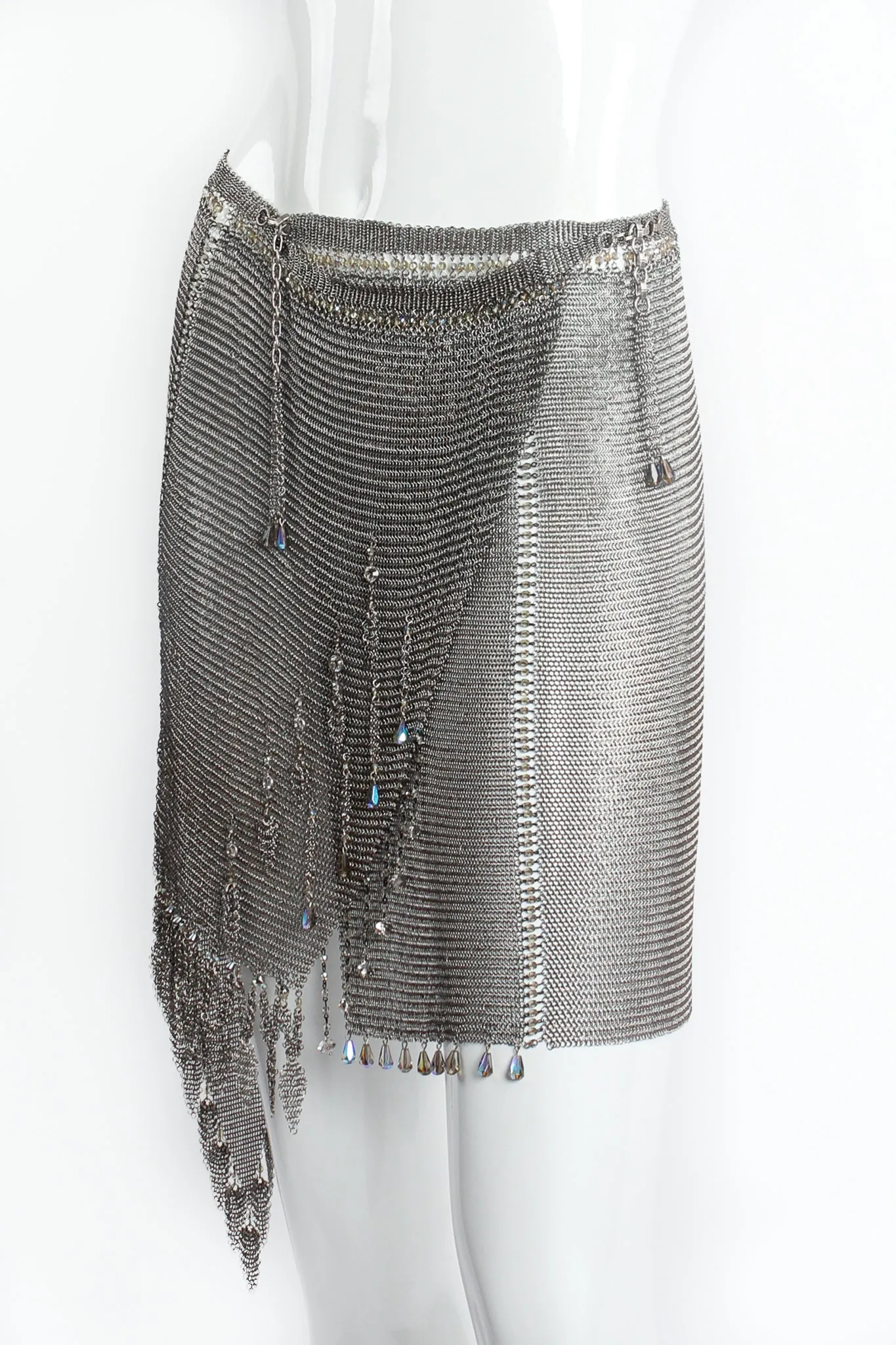 Asymmetrical Pewter Ring Mesh Wrap Skirt