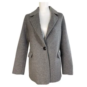 Badgley Mischka Wool Blend Blazer/Jacket Medium Gray Size S