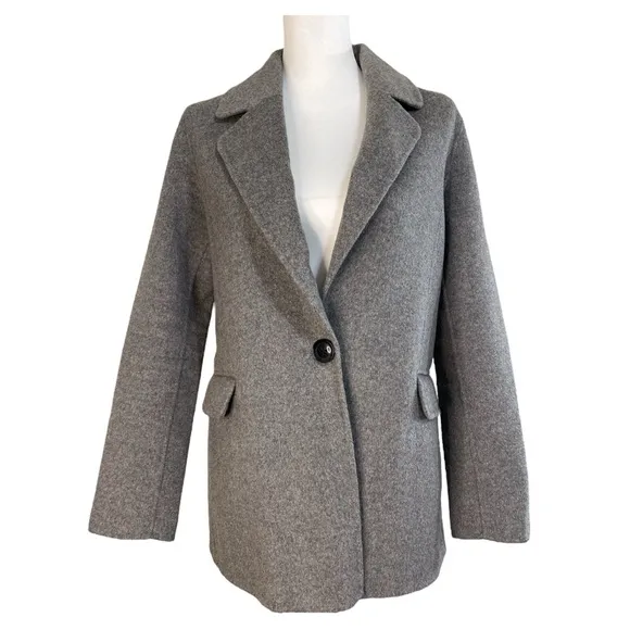 Badgley Mischka Wool Blend Blazer/Jacket Medium Gray Size S