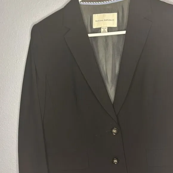 Banana Republic Black Stretch Wool Blend Blazer Size 10