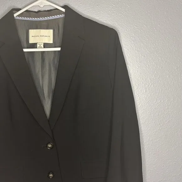 Banana Republic Black Stretch Wool Blend Blazer Size 10