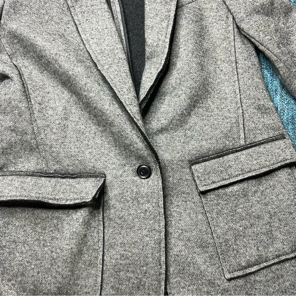Banana Republic Knit DB Blazer Wool Blend in Heathered Grey