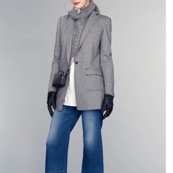 Banana Republic Knit DB Blazer Wool Blend in Heathered Grey