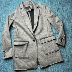 Banana Republic Knit DB Blazer Wool Blend in Heathered Grey
