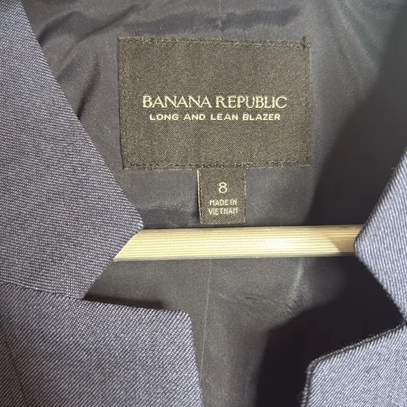 Banana Republic Long and Lean Inverted Collar Navy Blazer Jacket W-993 Sz 8