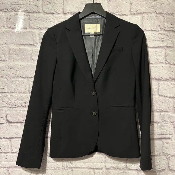 Banana Republic Stretch Wool Blend Blazer Black Size 2
