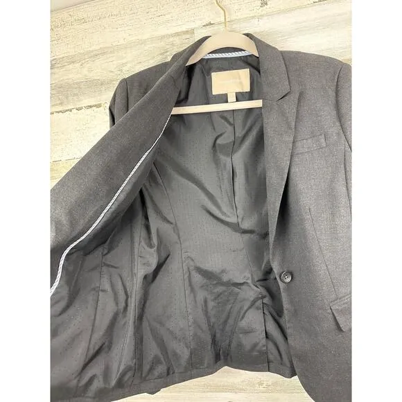 Banana Republic womens petite 4 long sleeve gray jacket wool blend blazer