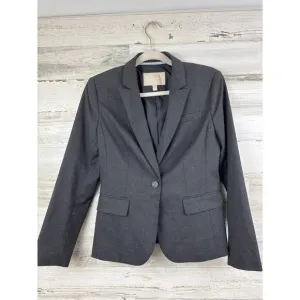 Banana Republic womens petite 4 long sleeve gray jacket wool blend blazer